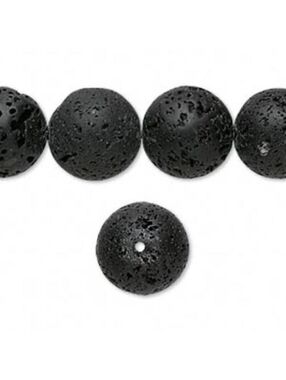 4 Natural Black Lava Rock Gemstone 14mm XL Round Beads